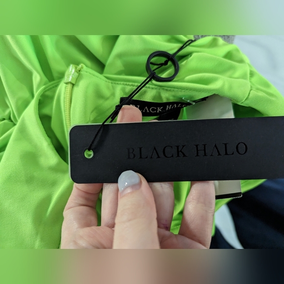 Black Halo Dex Mini Dress in Neon Lime Dress - Picture 3 of 7